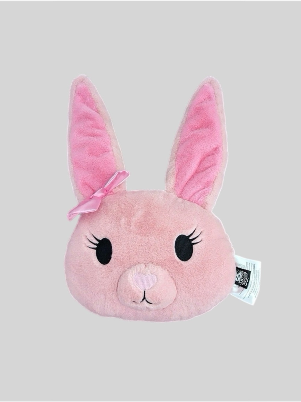 Dolls Kill Home Pink Bunny Plush Head Pillow Bendable Ears Embroidered Face NIP